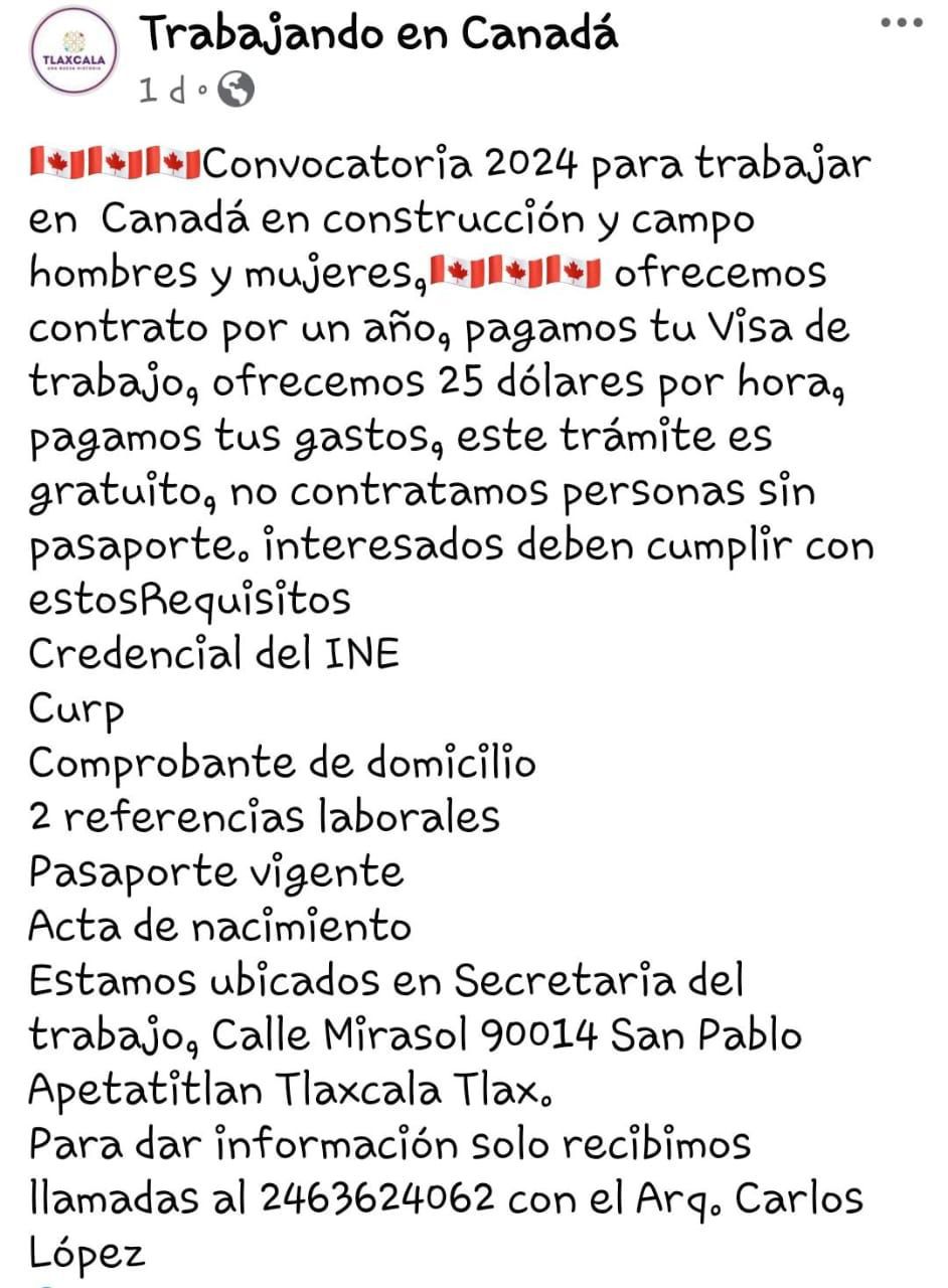 Alerta STyC sobre falsas ofertas laborales en Canadá a través de redes sociales